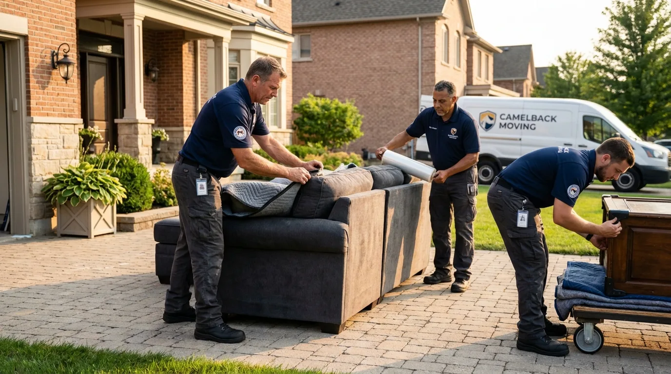 Large estate moving crew wrapping furniture in Olivet, MI